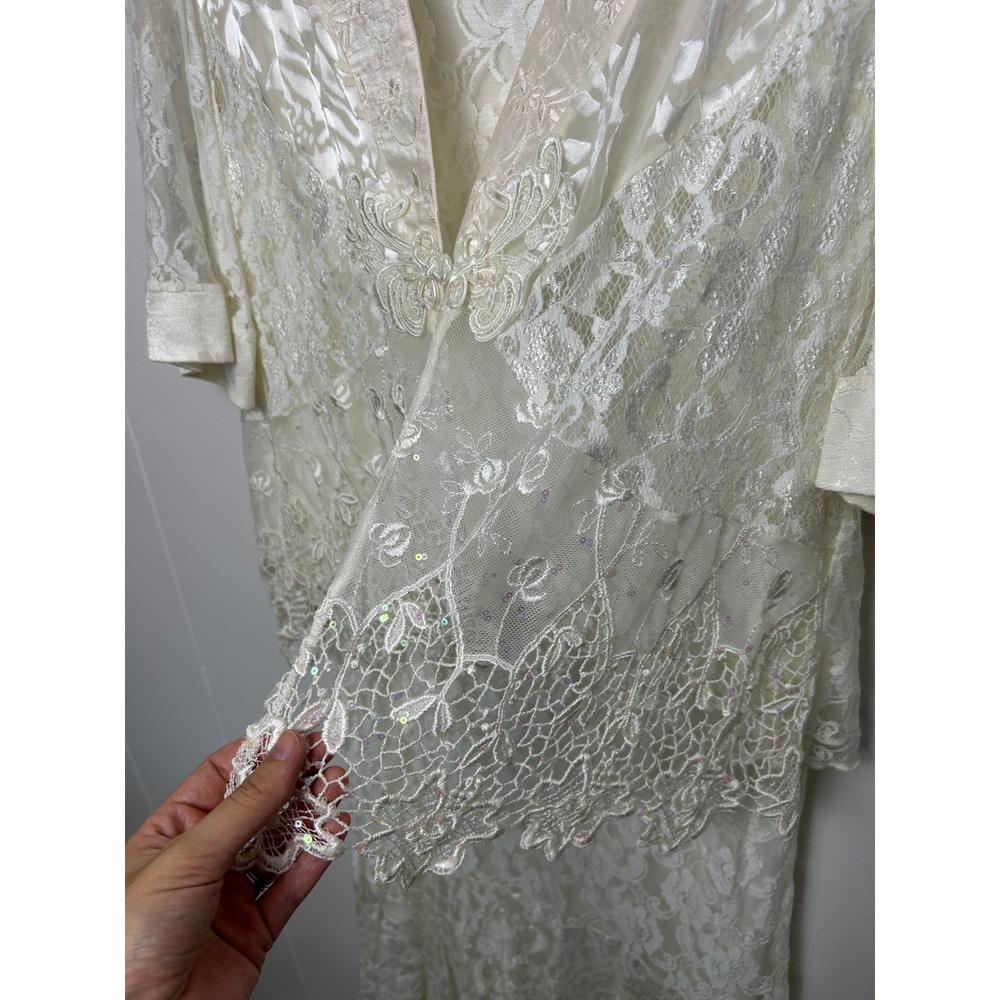 Spencer Alexis Womens 12 Lace 3 piece Dress Set fairy bridal boho angel romance - Picture 16 of 16